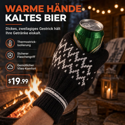 📢📢50%Rabatt!!!🎉✨Gestrickter Bier-Trinkhandschuh zum Halten von Bierflaschen und -dosen