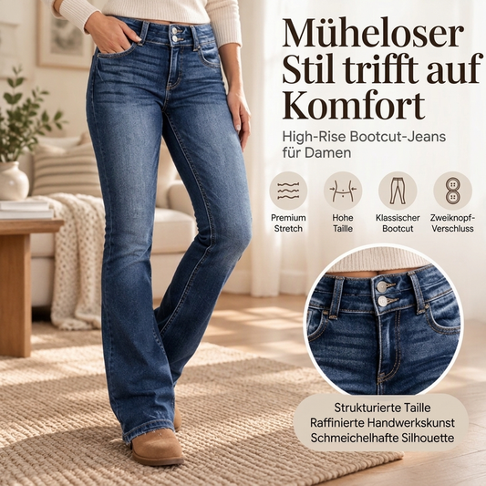 🔥Beliebtes Produkt ！✨Damen Bootcut-Jeans mit Doppelknopf und hohem Bund
