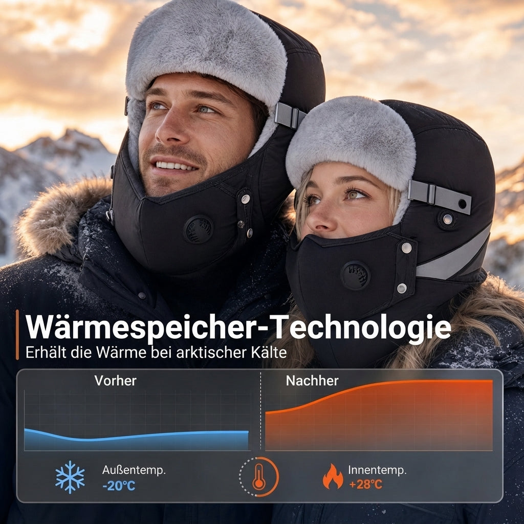 📦 Täglich 500+ Pakete versendet! Winddichter winterlicher Wärme-Trapperhut mit integrierter Gesichtsmaske