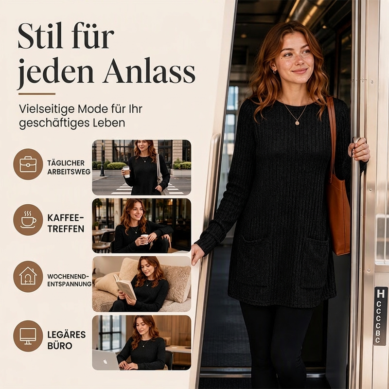 🥳Alles im Sale! Schnell sein!🥳 Bequemes, mittellanges, geripptes Damen-Strickoberteil