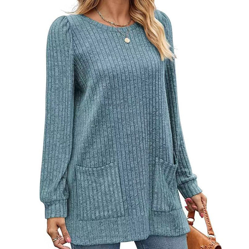 🥳Alles im Sale! Schnell sein!🥳 Bequemes, mittellanges, geripptes Damen-Strickoberteil