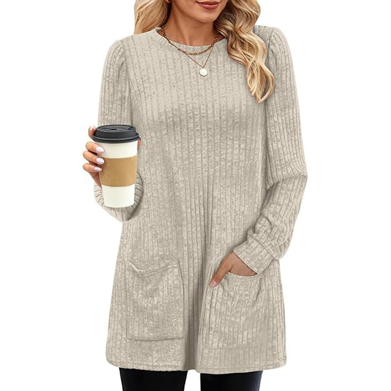 🥳Alles im Sale! Schnell sein!🥳 Bequemes, mittellanges, geripptes Damen-Strickoberteil