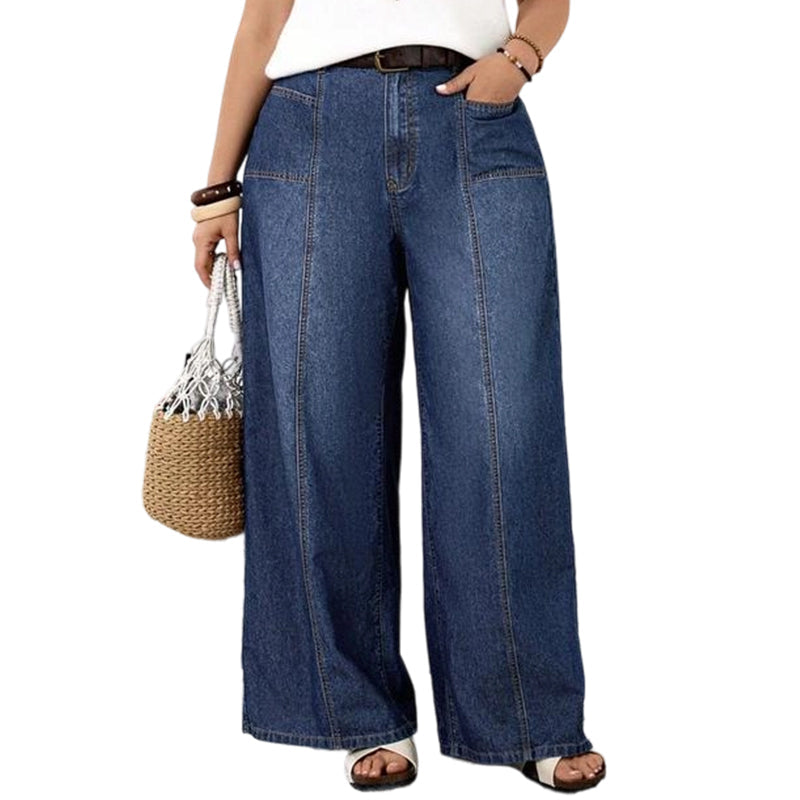 💥Jetzt stark nachgefragt! Nur wenig übrig!💥 Damen-Casual-Jeans mit weitem Bein und hoher Taille