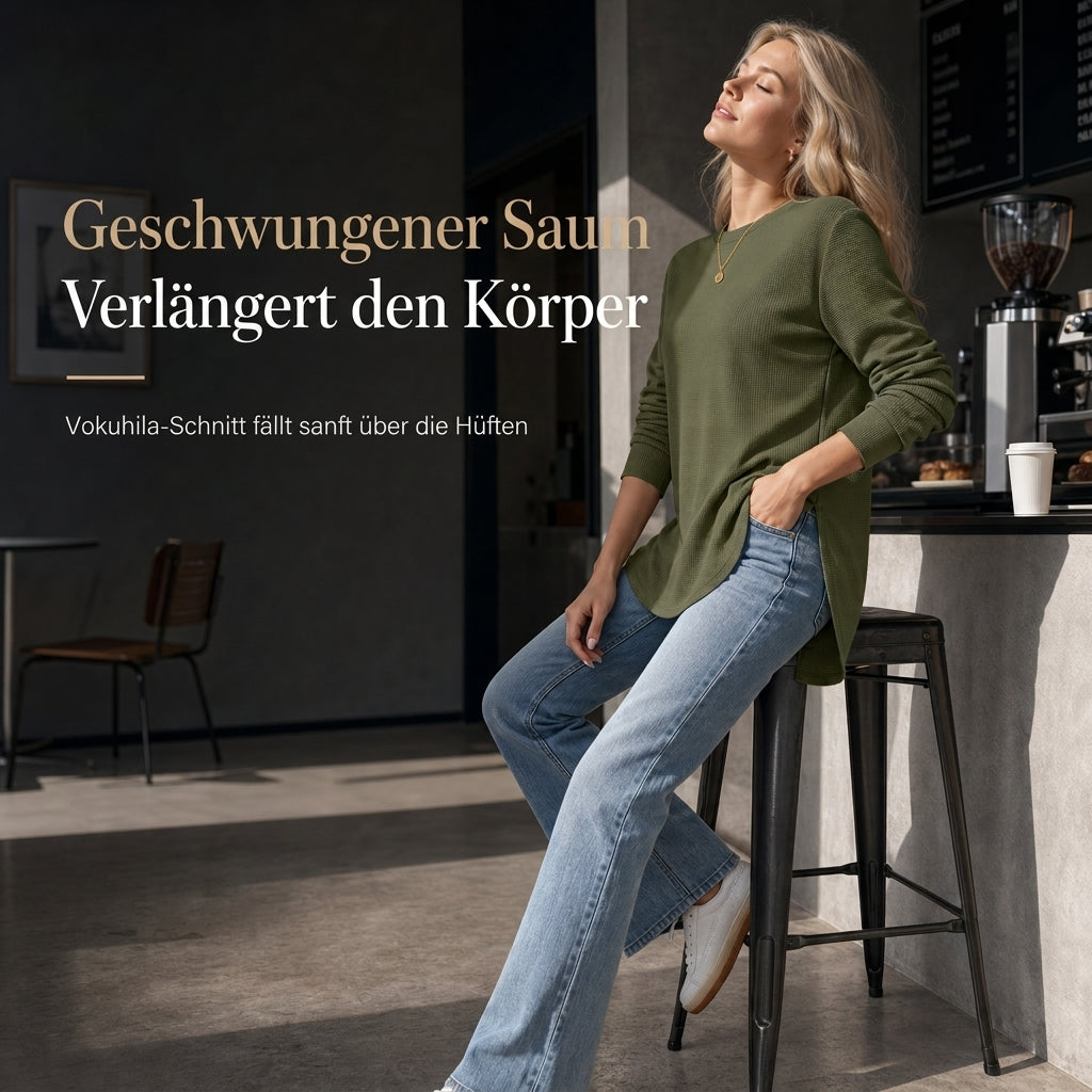 ⏰ Countdown läuft – 50% nur noch 3 Tage! Lässiges lockeres Waffelstrick-Top für Damen
