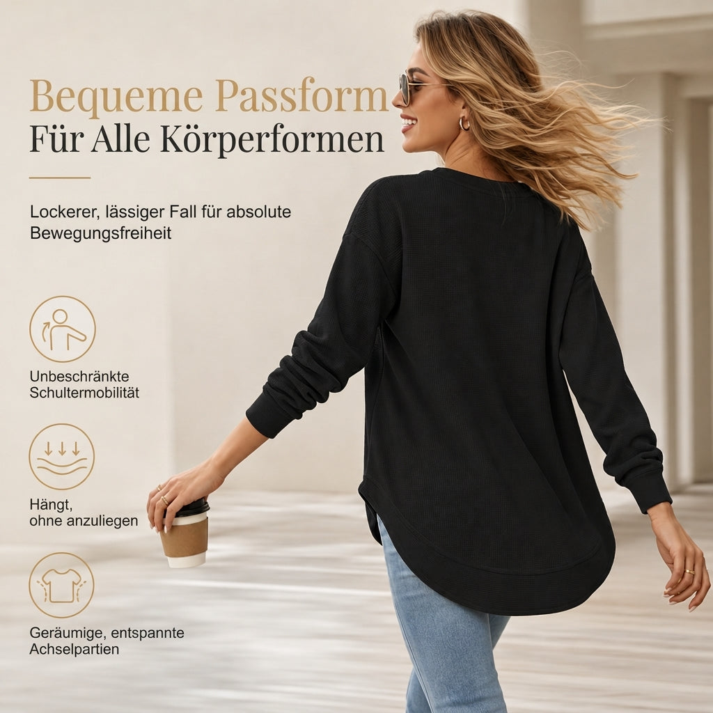 ⏰ Countdown läuft – 50% nur noch 3 Tage! Lässiges lockeres Waffelstrick-Top für Damen