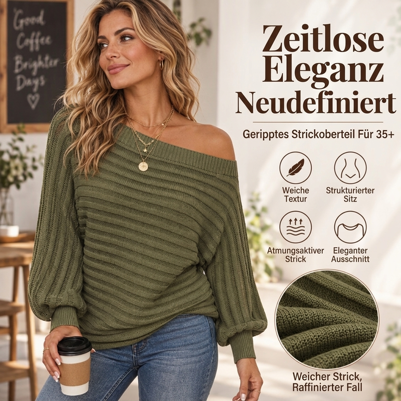 💋Genießen Sie eine 30-tägige problemlose Rückgaberichtlinie!✅️Casual Damen Rippstricktop mit Schulterfreiheit