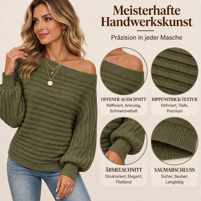 💋Genießen Sie eine 30-tägige problemlose Rückgaberichtlinie!✅️Casual Damen Rippstricktop mit Schulterfreiheit