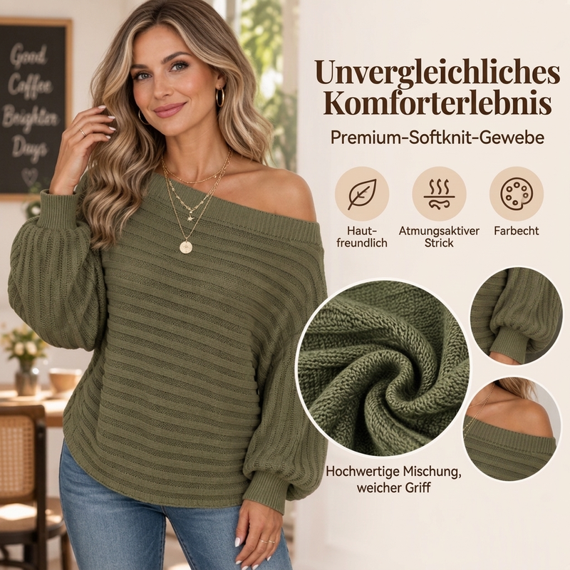 💋Genießen Sie eine 30-tägige problemlose Rückgaberichtlinie!✅️Casual Damen Rippstricktop mit Schulterfreiheit