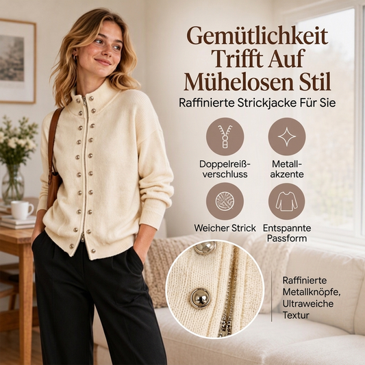 ✨🔥Räumungsverkauf✨ Damen-Strickjacke mit Stehkragen und Doppelknopfverschluss