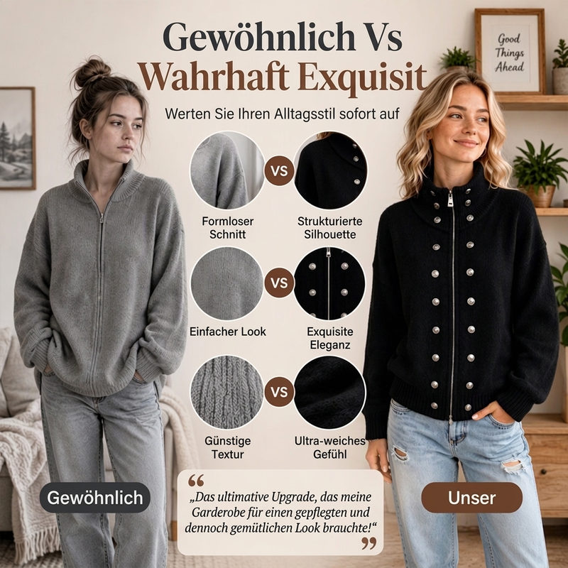 ✨🔥Räumungsverkauf✨ Damen-Strickjacke mit Stehkragen und Doppelknopfverschluss