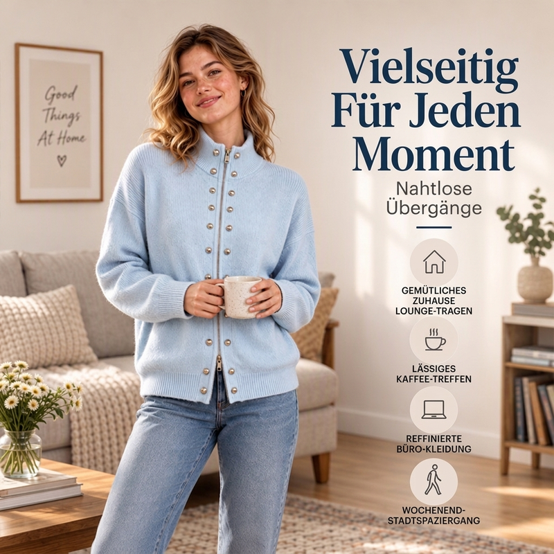 ✨🔥Räumungsverkauf✨ Damen-Strickjacke mit Stehkragen und Doppelknopfverschluss