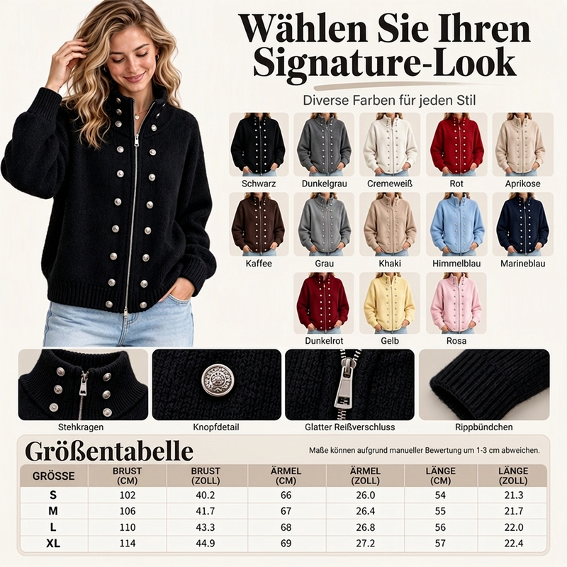 ✨🔥Räumungsverkauf✨ Damen-Strickjacke mit Stehkragen und Doppelknopfverschluss