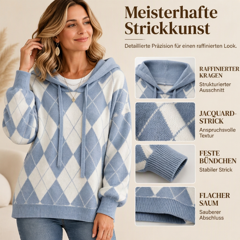📢🎉50%Rabatt!!!🛍️✨Damen lässiges Argyle Kapuzenpullover