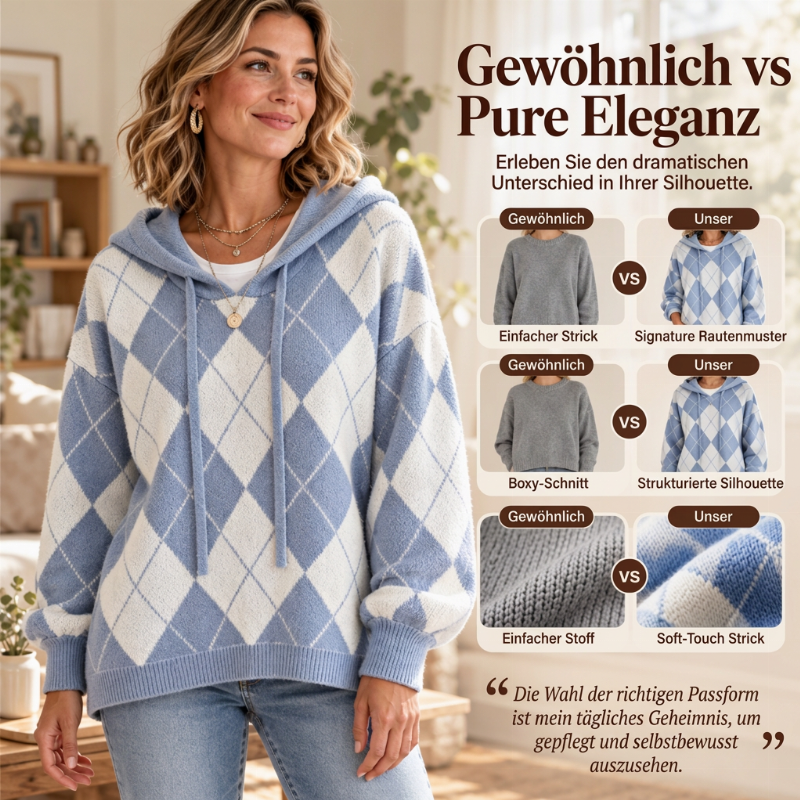 📢🎉50%Rabatt!!!🛍️✨Damen lässiges Argyle Kapuzenpullover