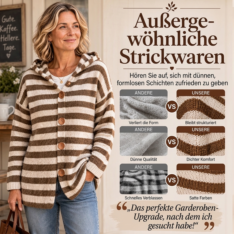 ✨Begrenzter Vorrat verfügbar, nicht verpassen!🔥🔥Damen Gestrickte Kapuzenstrickjacke mit Streifen