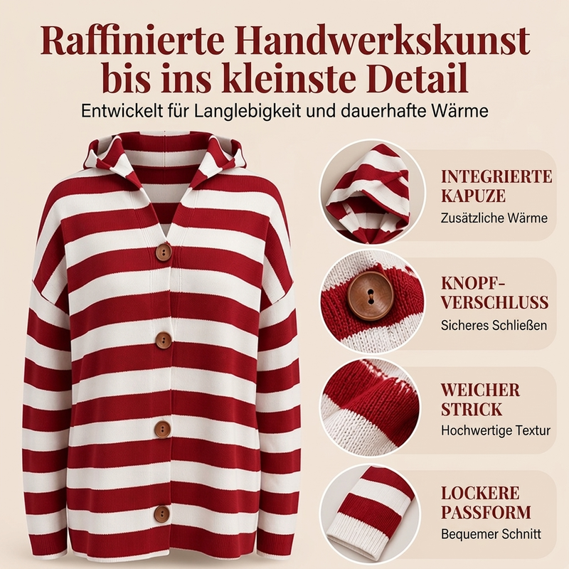 ✨Begrenzter Vorrat verfügbar, nicht verpassen!🔥🔥Damen Gestrickte Kapuzenstrickjacke mit Streifen