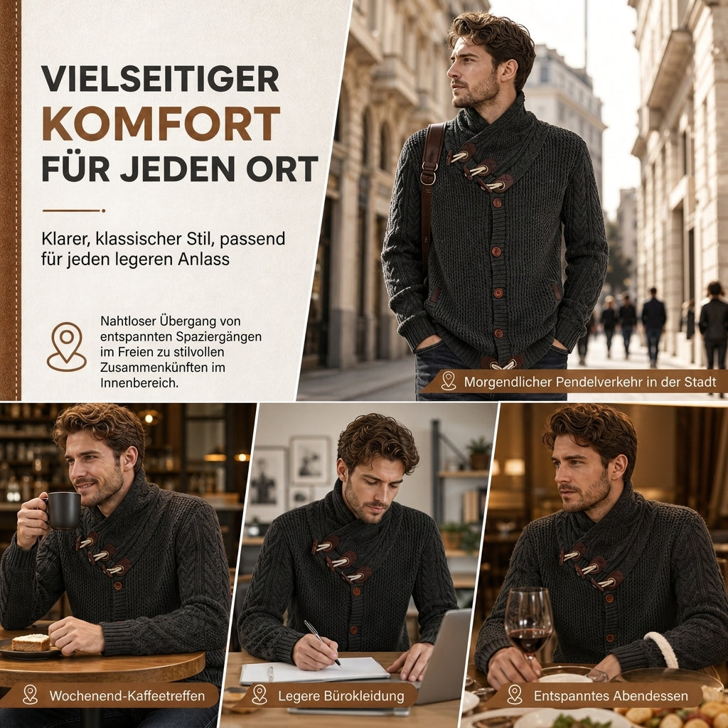 🙌 70% Wiederkaufquote🔥🔥Strickpullover für Herren mit Rollkragen und Knopfleiste