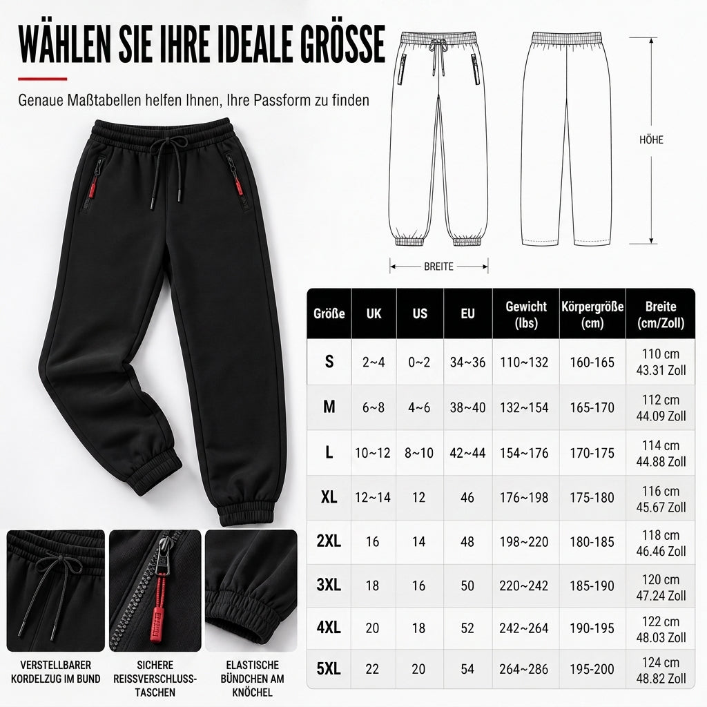 ✨Begrenzter Vorrat verfügbar, nicht verpassen!🔥🔥Damen Winter-Jogginghose mit Fleecefutter und Reißverschlusstaschen