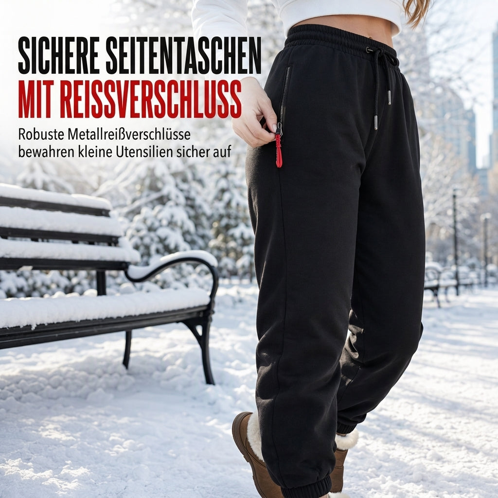 ✨Begrenzter Vorrat verfügbar, nicht verpassen!🔥🔥Damen Winter-Jogginghose mit Fleecefutter und Reißverschlusstaschen