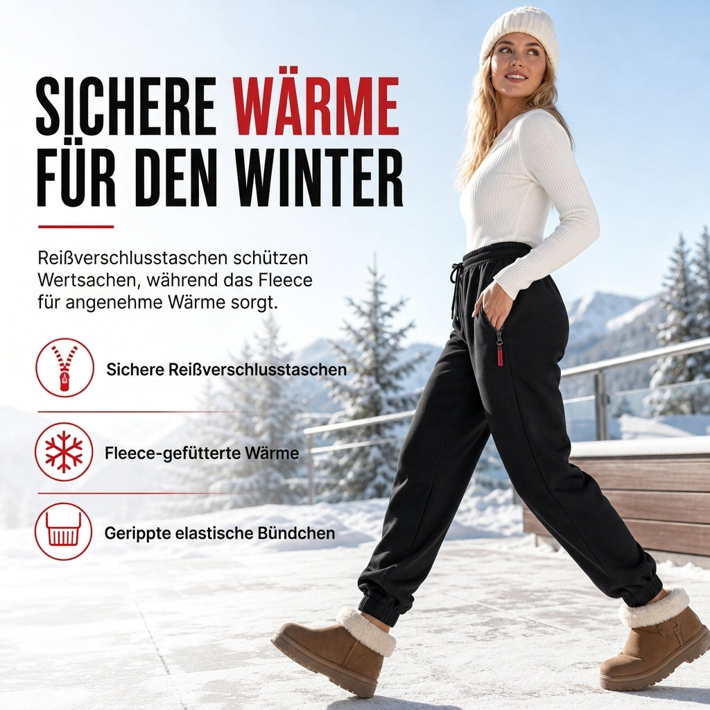 ✨Begrenzter Vorrat verfügbar, nicht verpassen!🔥🔥Damen Winter-Jogginghose mit Fleecefutter und Reißverschlusstaschen
