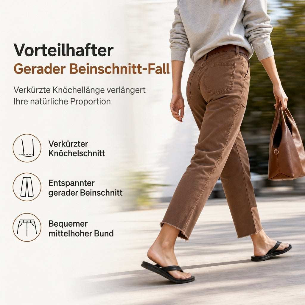 🔥Beliebtes Produkt ！✨Damen lässige Utility-Cropped-Hose mit ausgefranstem Saum und tiefen aufgesetzten Taschen