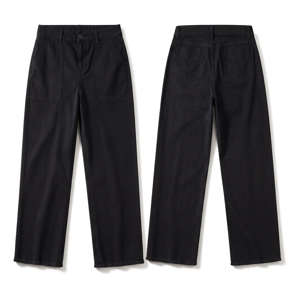 🔥Beliebtes Produkt ！✨Damen lässige Utility-Cropped-Hose mit ausgefranstem Saum und tiefen aufgesetzten Taschen