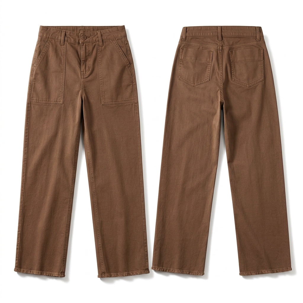 🔥Beliebtes Produkt ！✨Damen lässige Utility-Cropped-Hose mit ausgefranstem Saum und tiefen aufgesetzten Taschen