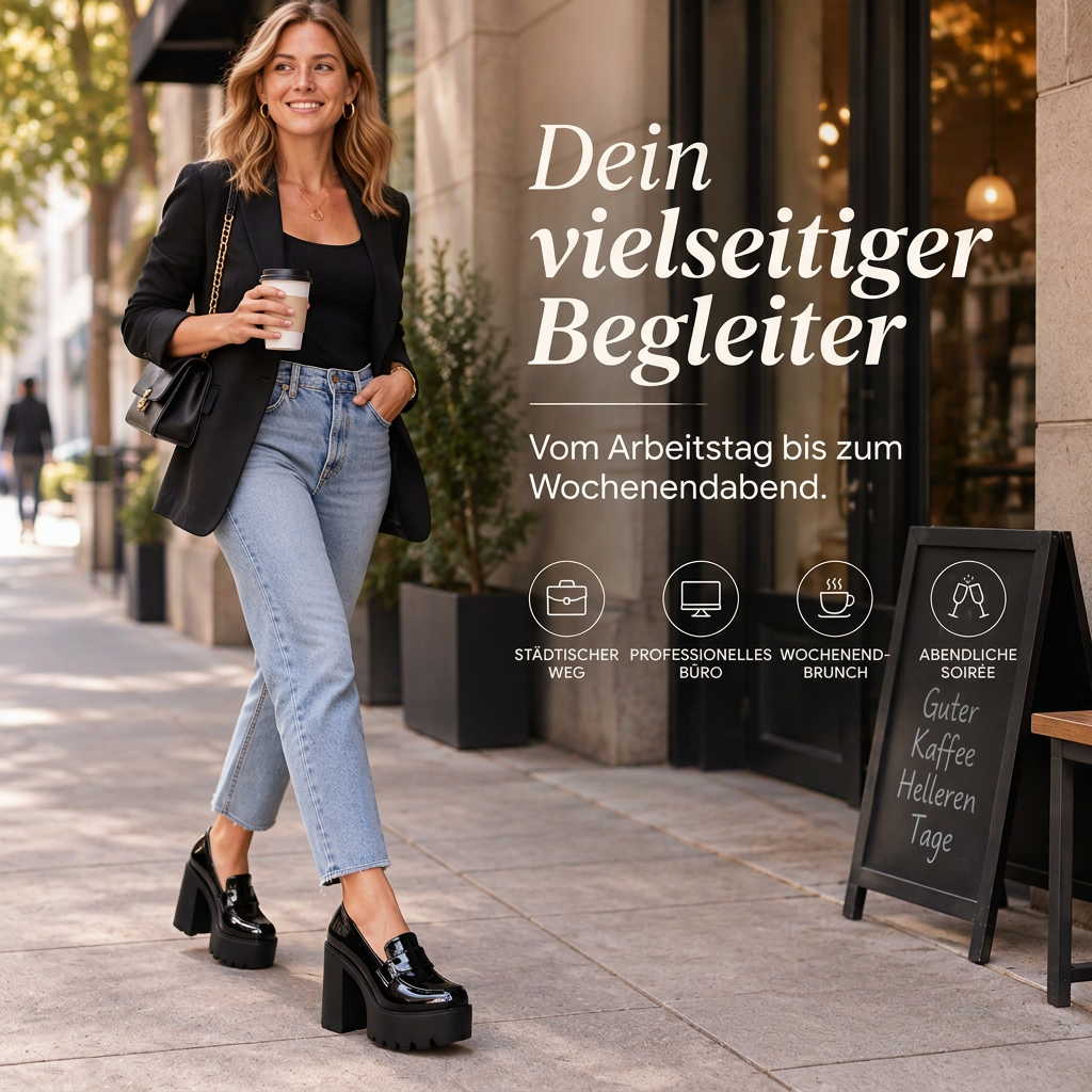 ✨Neu eingetroffen – Nur heute 50 %! Damen-Loafer mit klobigem Absatz und Plateausohle