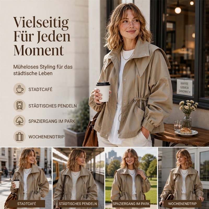 📢🎉50%Rabatt!!!🛍️✨Damen schicke Kapuzenjacke mit Kordelzug