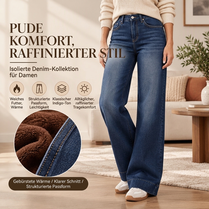 🔥Beliebtes Produkt ！✨Damen thermische Wide-Leg-Jeans mit hohem Bund