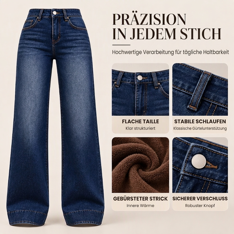 🔥Beliebtes Produkt ！✨Damen thermische Wide-Leg-Jeans mit hohem Bund