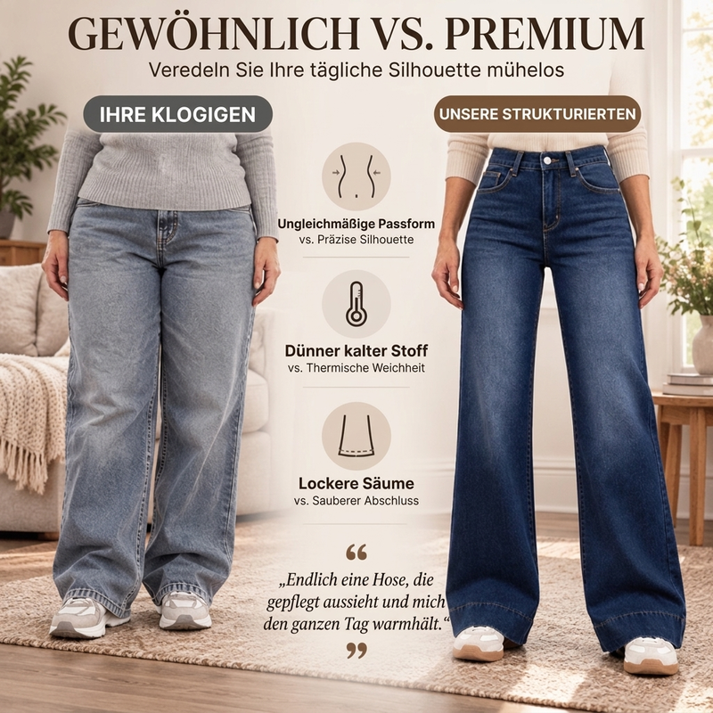 🔥Beliebtes Produkt ！✨Damen thermische Wide-Leg-Jeans mit hohem Bund