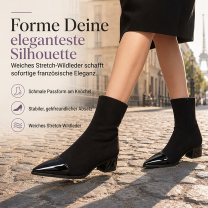 🔥Beliebtes Produkt ！✨Damen-Stiefeletten im französischen Stil mit spitzer Zehenpartie, schmale Passform, elegante kurze Stiefel für Frühling und Herbst