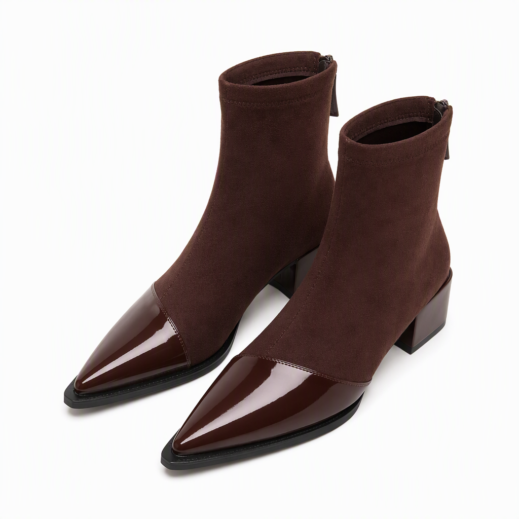 🔥Beliebtes Produkt ！✨Damen-Stiefeletten im französischen Stil mit spitzer Zehenpartie, schmale Passform, elegante kurze Stiefel für Frühling und Herbst