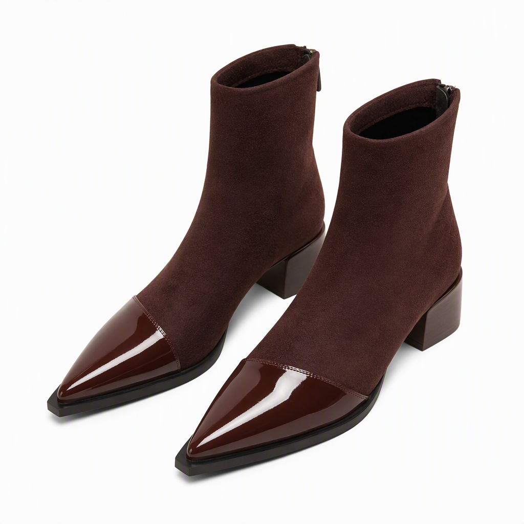 🔥Beliebtes Produkt ！✨Damen-Stiefeletten im französischen Stil mit spitzer Zehenpartie, schmale Passform, elegante kurze Stiefel für Frühling und Herbst