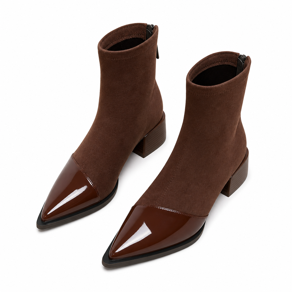 🔥Beliebtes Produkt ！✨Damen-Stiefeletten im französischen Stil mit spitzer Zehenpartie, schmale Passform, elegante kurze Stiefel für Frühling und Herbst