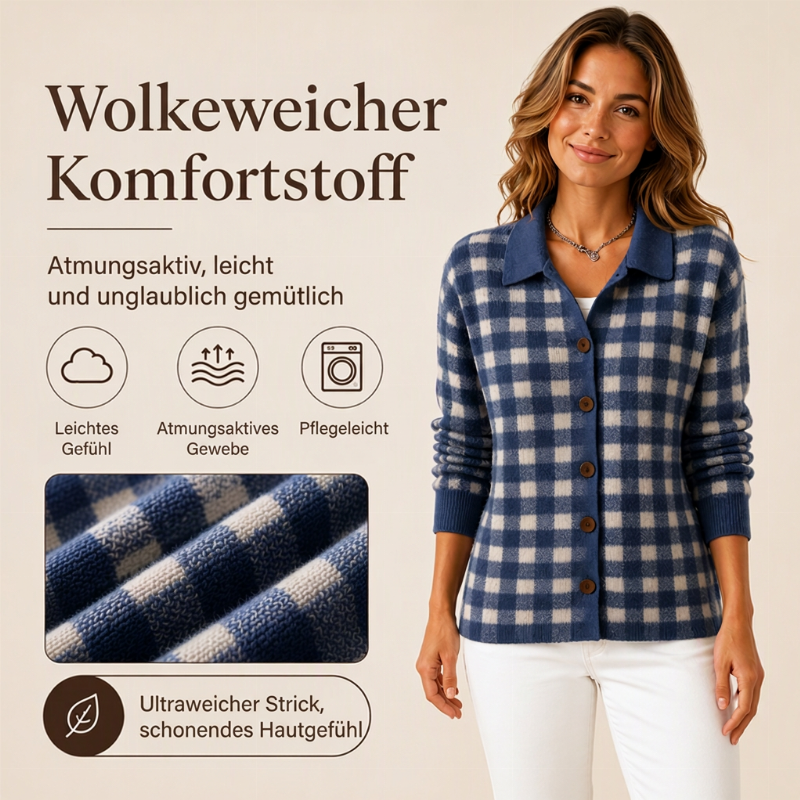 📢🎉50%Rabatt!!!🛍️✨Damen kariierter Strickpullover mit Knopfleiste