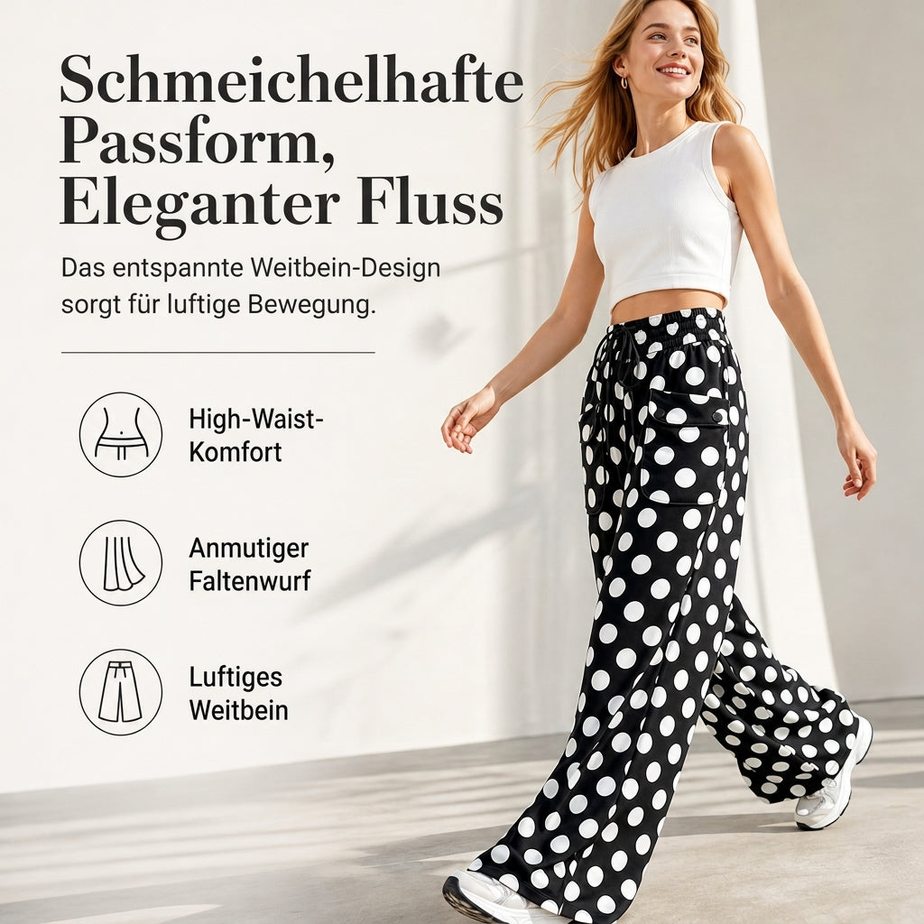 🙌 70% Wiederkaufquote🔥🔥Freizeit-Hosen für Damen mit Gepunkteter Muster und Weitem Bein