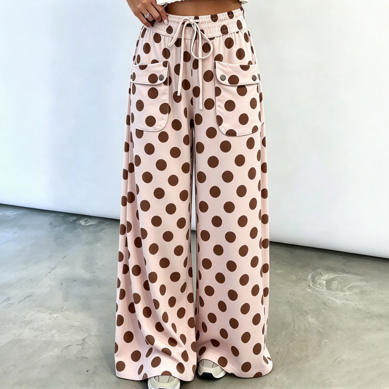 🙌 70% Wiederkaufquote🔥🔥Freizeit-Hosen für Damen mit Gepunkteter Muster und Weitem Bein