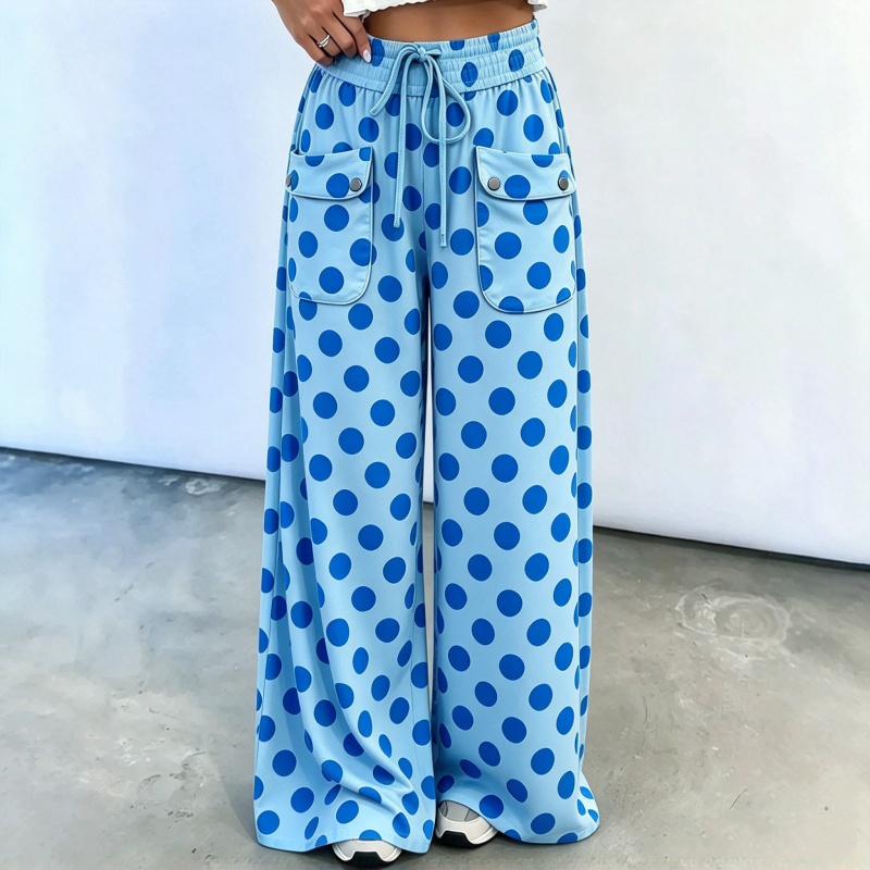 🙌 70% Wiederkaufquote🔥🔥Freizeit-Hosen für Damen mit Gepunkteter Muster und Weitem Bein