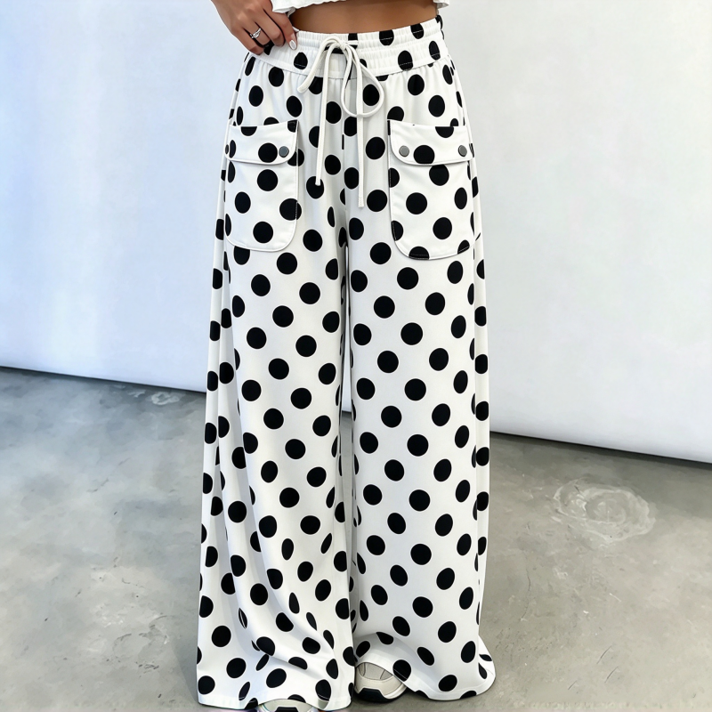 🙌 70% Wiederkaufquote🔥🔥Freizeit-Hosen für Damen mit Gepunkteter Muster und Weitem Bein