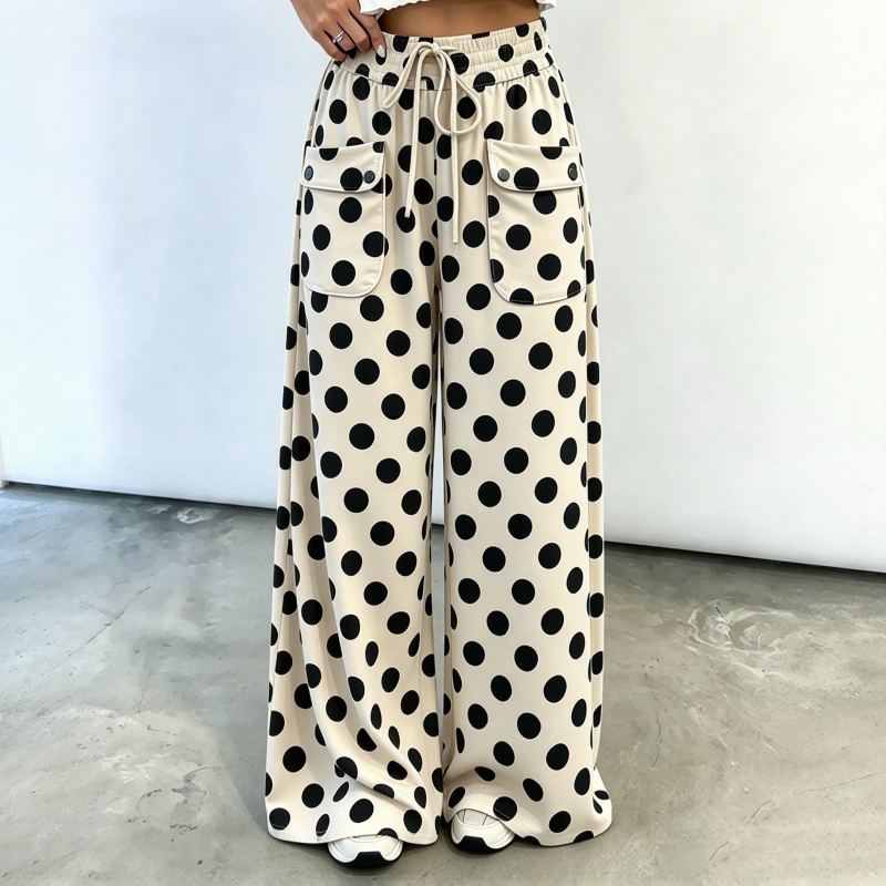 🙌 70% Wiederkaufquote🔥🔥Freizeit-Hosen für Damen mit Gepunkteter Muster und Weitem Bein