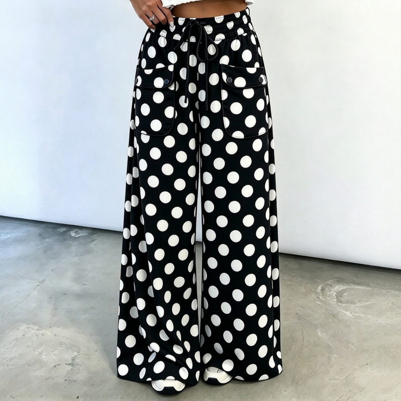 🙌 70% Wiederkaufquote🔥🔥Freizeit-Hosen für Damen mit Gepunkteter Muster und Weitem Bein