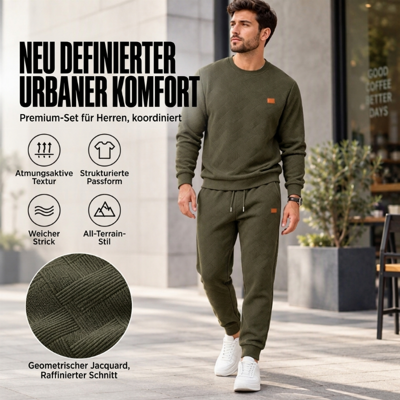 📢💖 Zeitlich begrenztes Angebot – solange der Vorrat reicht✨Freizeit Sportset für Herren mit strukturiertem Jacquard