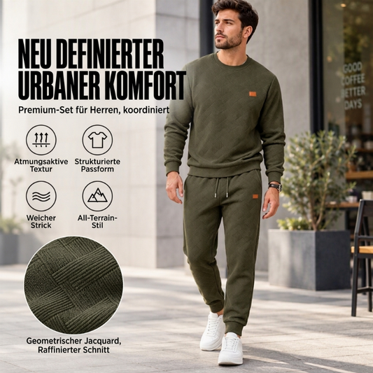 📢💖 Zeitlich begrenztes Angebot – solange der Vorrat reicht✨Freizeit Sportset für Herren mit strukturiertem Jacquard
