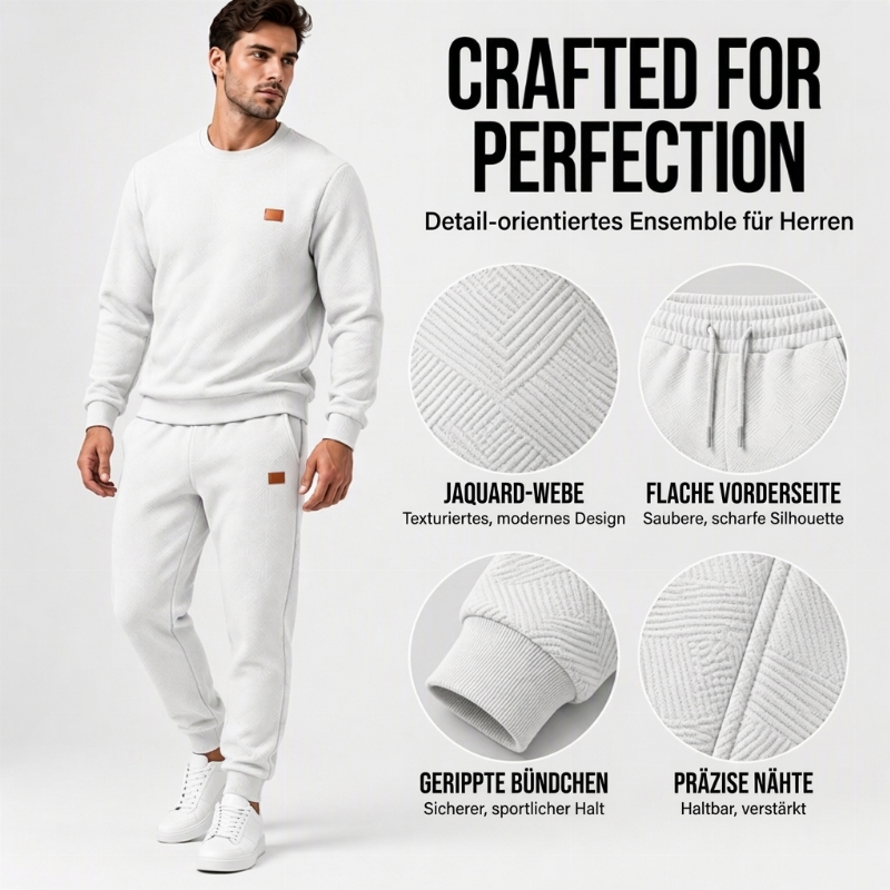 📢💖 Zeitlich begrenztes Angebot – solange der Vorrat reicht✨Freizeit Sportset für Herren mit strukturiertem Jacquard