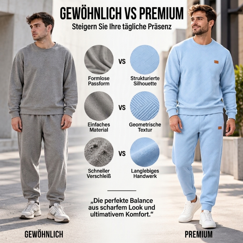 📢💖 Zeitlich begrenztes Angebot – solange der Vorrat reicht✨Freizeit Sportset für Herren mit strukturiertem Jacquard