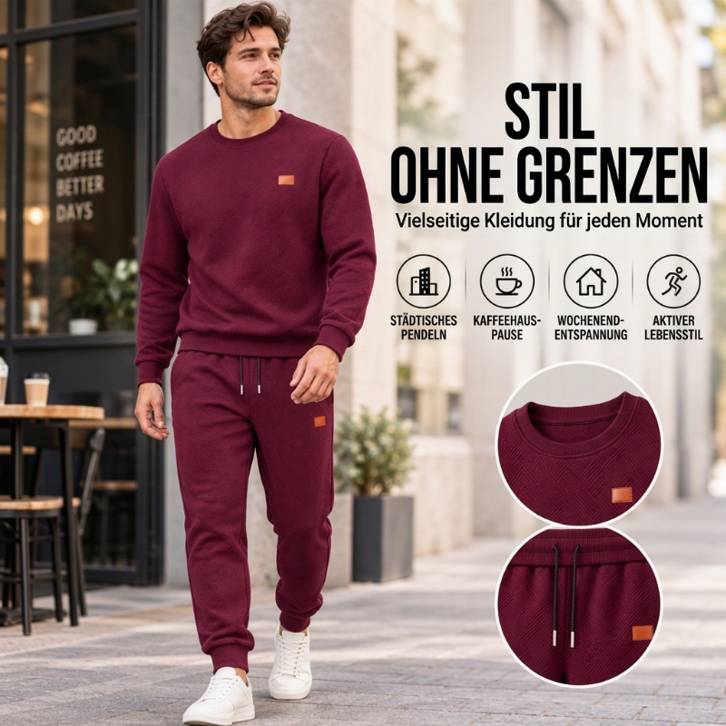 📢💖 Zeitlich begrenztes Angebot – solange der Vorrat reicht✨Freizeit Sportset für Herren mit strukturiertem Jacquard