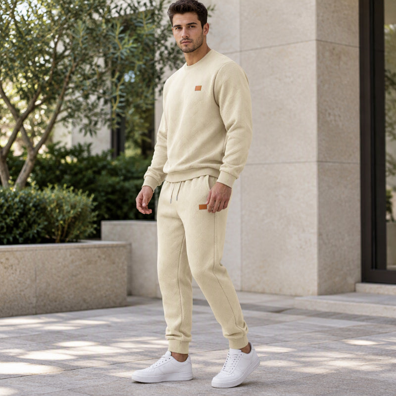 📢💖 Zeitlich begrenztes Angebot – solange der Vorrat reicht✨Freizeit Sportset für Herren mit strukturiertem Jacquard