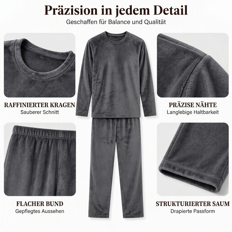 🔥💖 Zeitlich begrenzter Rabatt – nur solange der Vorrat reicht! 🔥Bequemes Wärmendes Samt-Schlafanzug-Set für Herren